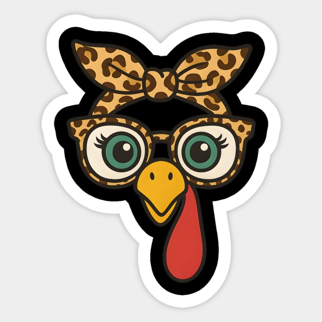 Leopard Print Turkey Face Glasses Sticker by ArtistTee ⭐⭐⭐⭐⭐